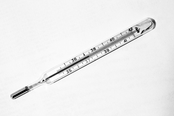 photo of an old-fashioned glass thermometer